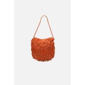 NEW DRAGON DIFFUSION women's fringe hobo bag in orange